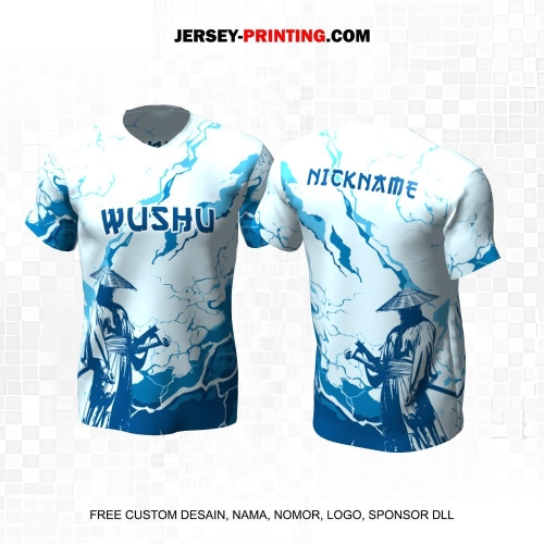 Jersey Wushu Biru Motif Abstrak 33