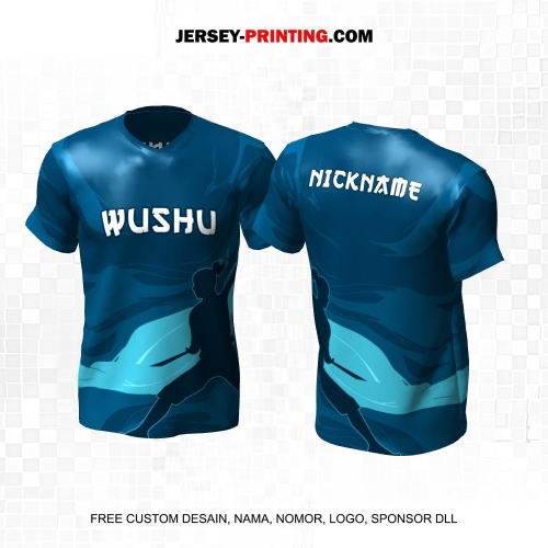 Jersey Wushu Biru Motif Abstrak Liquid 19