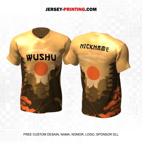 Jersey Wushu Coklat Motif Bangunan Kuno 17